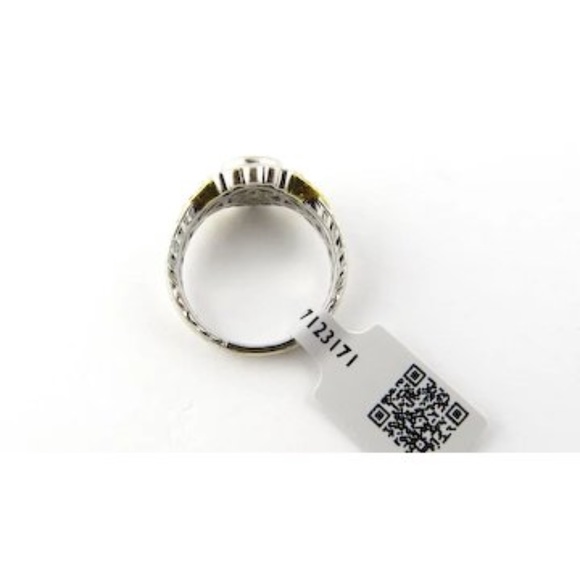 18K White and Gold Natural White and Yellow Diamond Flower Ring Size 7 #3833 - Picture 4 of 9